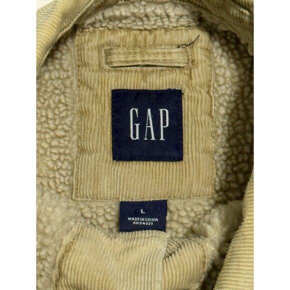 Gap Jacket Men’s Large Sherpa Lined Vintage Y2K 90s Tan Corduroy Trucker - Picture 5 of 9